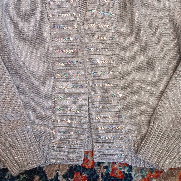 Justice silver open front sweater with sequins - Picture 3 of 4